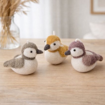 Závěsný plstěný vrabec set 3 ks mood