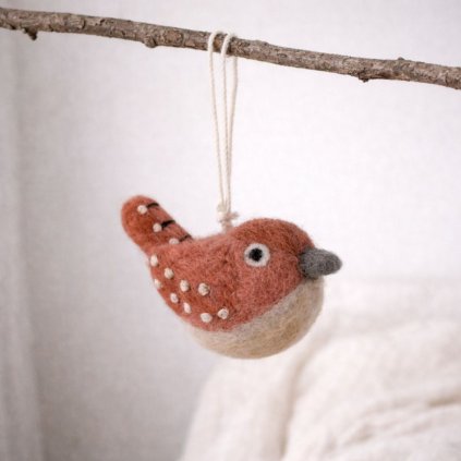 Plstěný závěsný ptáček Rusty mood