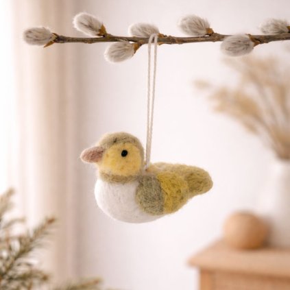 Závěsný plstěný ptáček Dusty zelený mood