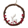 zavesny venec s keramickym jelenem bily