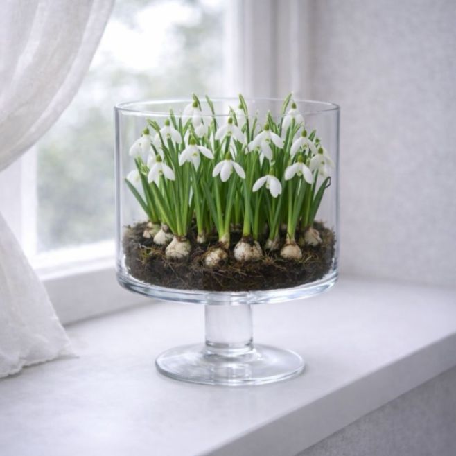 Jedno sklo. Tisíc možností. Květiny, cibuloviny, svíčky. Každé roční období vypadá jinak. Nadčasový tvar, který funguje...