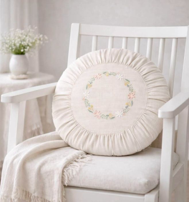 Jaro, které si sedne k vám domů🌸 Měkký len. Ručně vyšívané detaily, které promění pohovku i křeslo během chvíle. Nová...