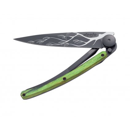 Kapesní nůž Deejo Tattoo black 37g Tree green beech