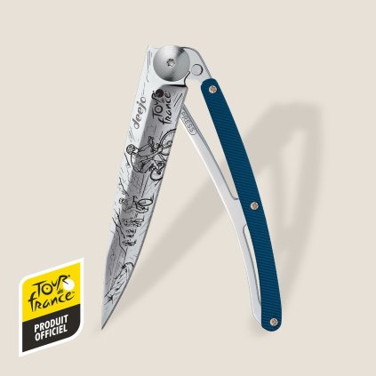 Limitovaná edice kapesní nůž Deejo Tattoo 37g mirror blue aluminium Tour de France Bunch