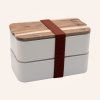 Svačinový box / lunch box Akinod 1400ml bílý s izolační taškou v červené barvě