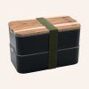 Svačinový box / lunch box Akinod 1400ml černý s izolační taškou v barvě khaki