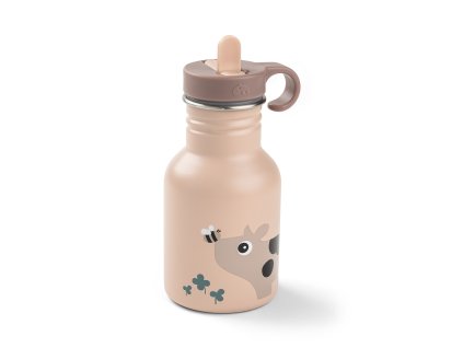 Dětská nerezová láhev Tiny Farm 350 ml - růžová
