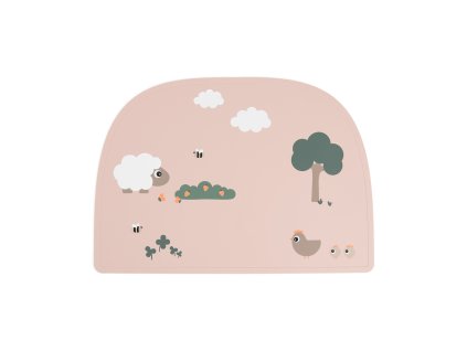 Silikonové prostírání Tiny Farm - růžové