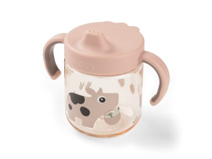 Dětský hrneček s pítkem Tiny Farm - růžový