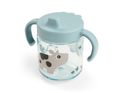 Dětský hrneček s pítkem Tiny Farm - modrý