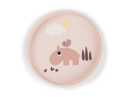 Stick and stay silikonový talíř Playground - růžový