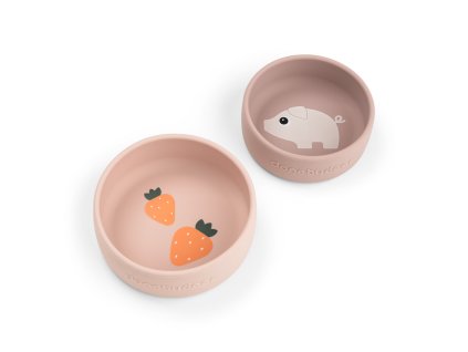 Set 2 ks silikonových misek Pigee - růžové