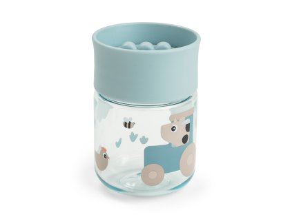 Netekoucí učící hrneček 360° Tiny farm - modrý