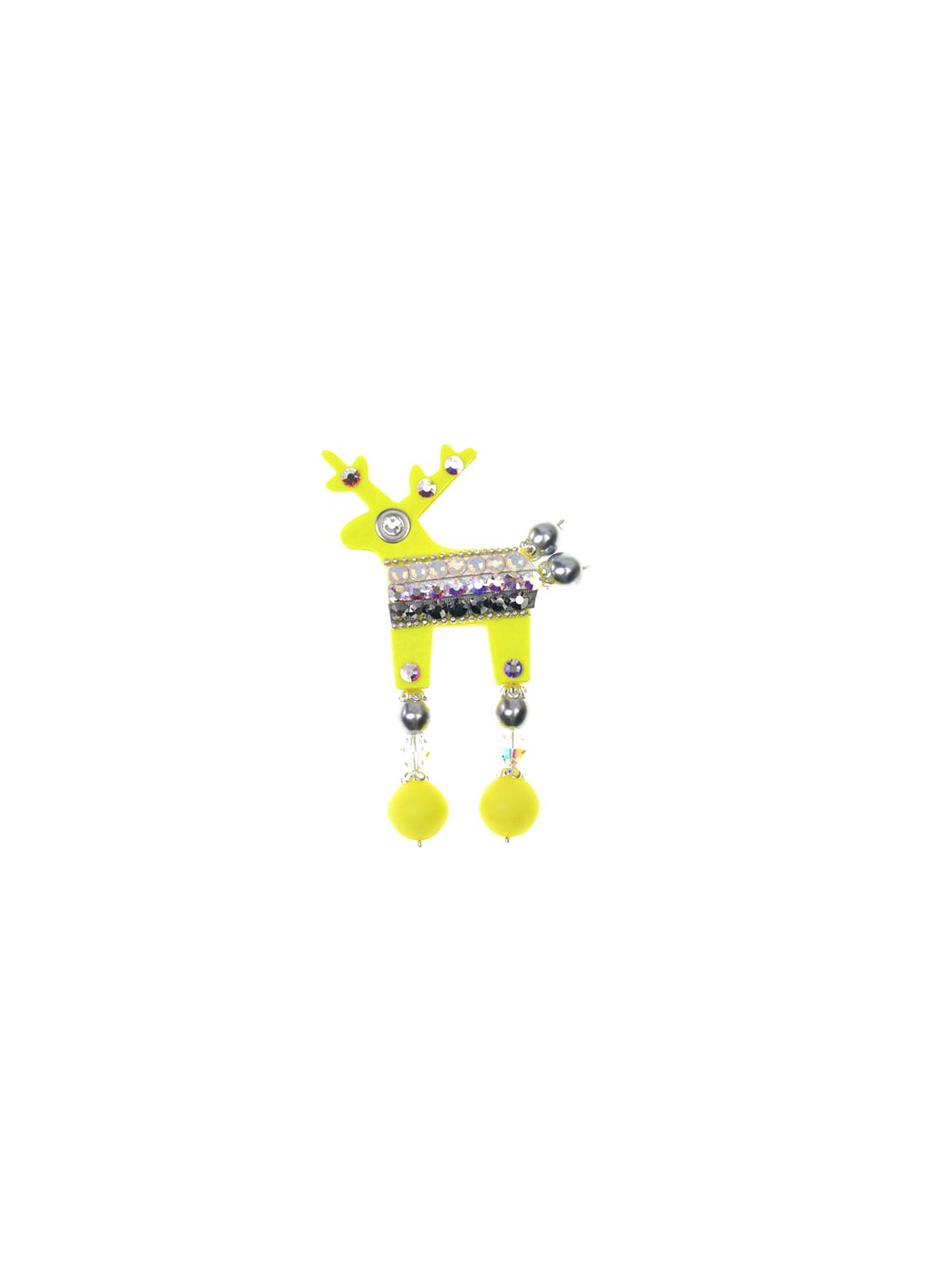 Neonově žlutá jelení mini brož