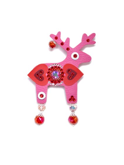 Růžová jelení brož