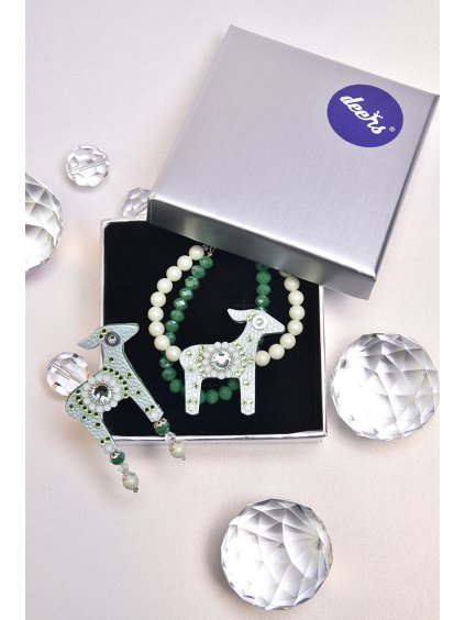 Dárková sada mini brože laňky a perličkového náramku