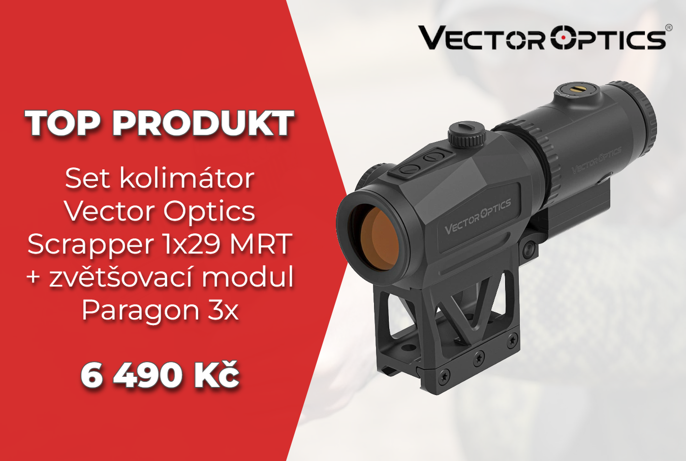 Set kolimátor Vector Optics Scrapper 1x29 MRT + zvětšovací modul Paragon 3x