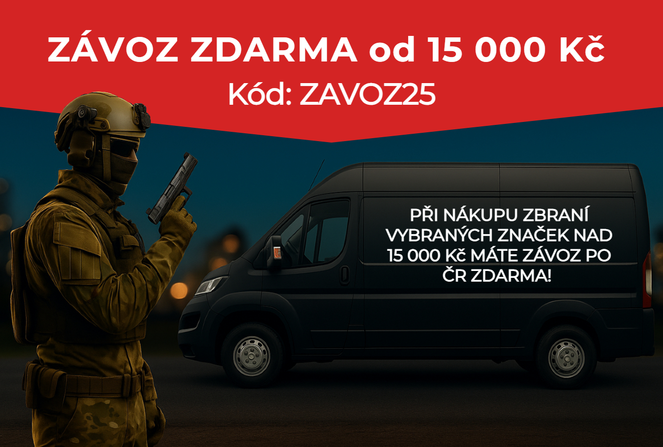Závoz zdarma při nákupu vybraných značek nad 15000Kč | Defendia.cz