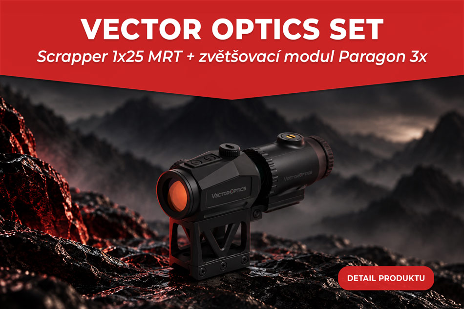 Set kolimátor Vector Optics Scrapper 1x25 MRT + zvětšovací modul Paragon 3x