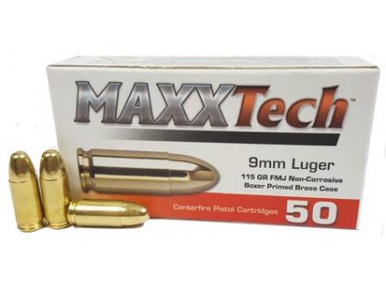769002 9 mm luger maxx tech 115 gr fmj brass ammo 204501