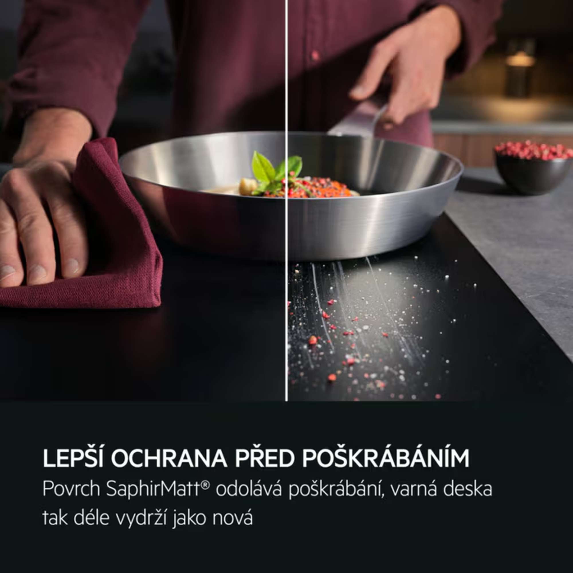 Indukční desky AEG se SaphirMatt® povrchem