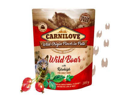 Carnilove Dog Pouch Paté Wild Boar with Rosehips 300 g