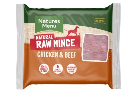 BMX Natures Menu Home Prepare BARF mleté kuřecí a hovězí přední strana