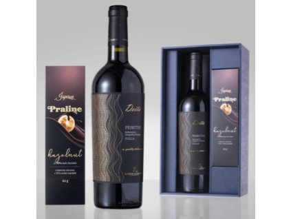 PRISPI dárková kazeta delikates s vínem – Primitivo a pralinky