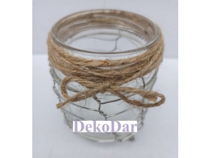 Drátovaná sklenice 200 ml HEDA - obdelníkový oplet – nerezový (šperkařský) drát s motouzem