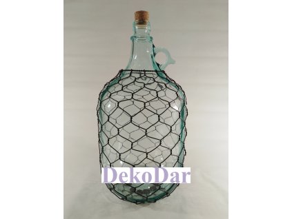 Demižon 5L drátovaný - šestiúhelníkový oplet - "černý" drát