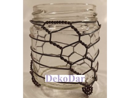 Drátovaná sklenice 200 ml HEDA - obdelníkový oplet - "černý" drát