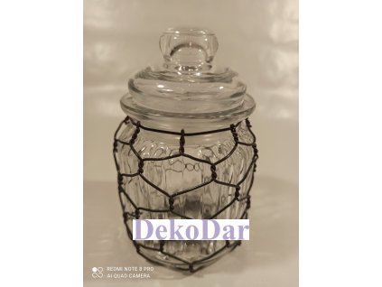 Dóza s uzávěrem 300 ml  JOCHEN - šestiúhelníkový oplet - "černý drát"