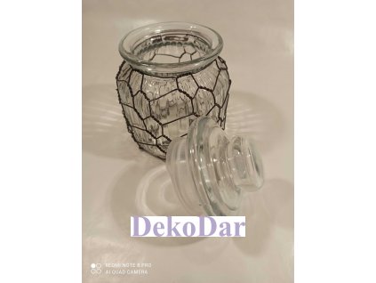 Dóza s uzávěrem 600 ml JOCHEN - obdelníkový oplet - "černý drát"