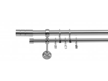 21 05 20 RENA karnisz fi25 na wprost ciche 2x CYLINDER Efekt Stali