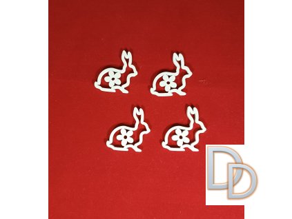 Dřevěný dekorativní zajíček, 4 ks,bílý