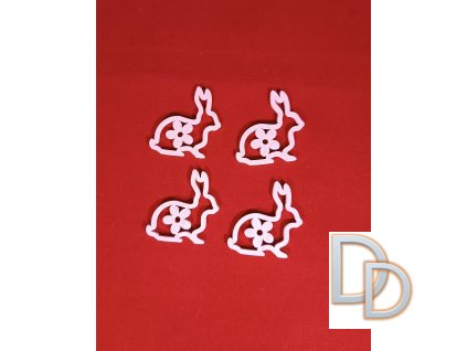 Dřevěný dekorativní zajíček, 4 ks, růžový