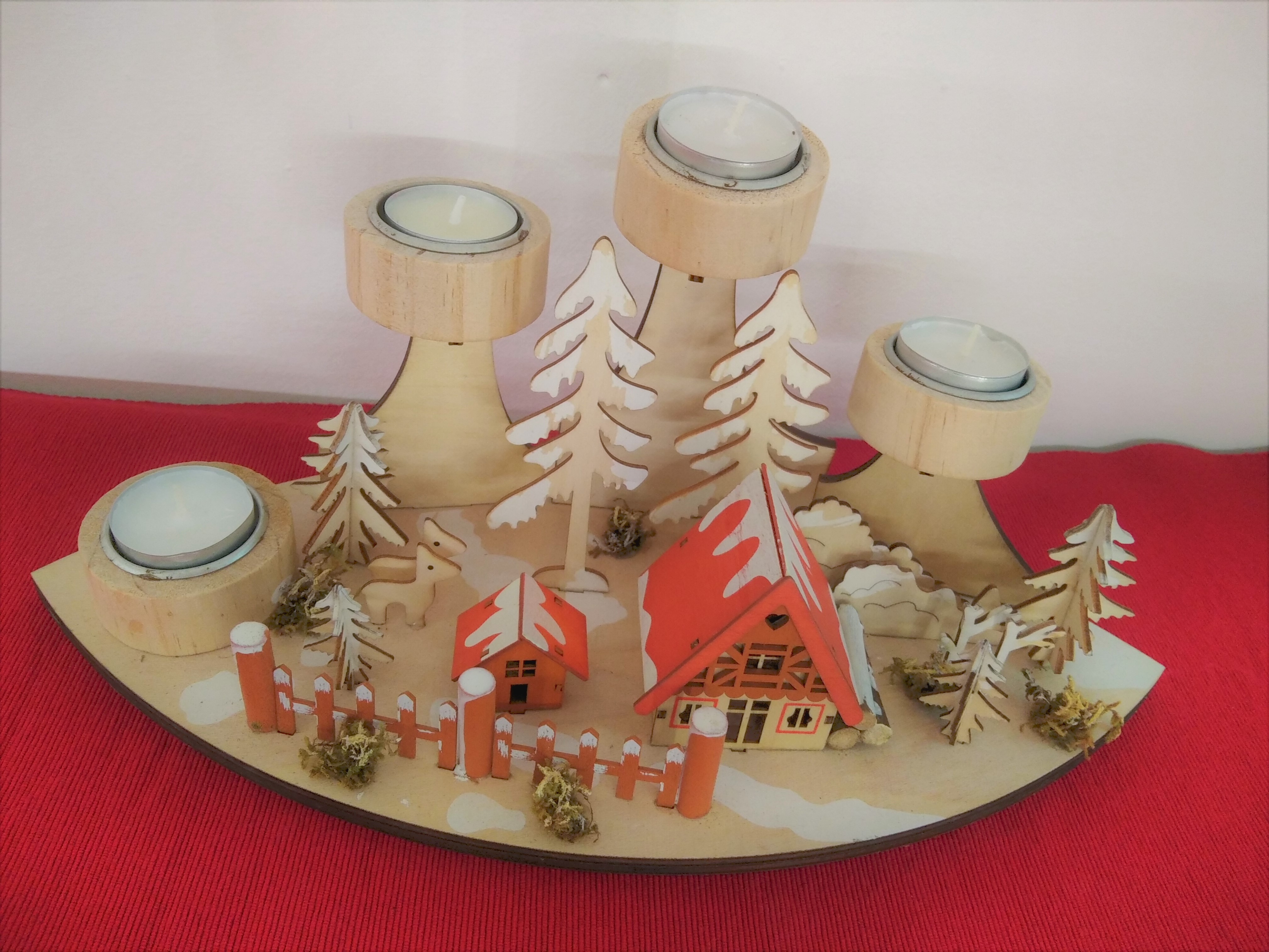 Dřevěný svícen Advent
