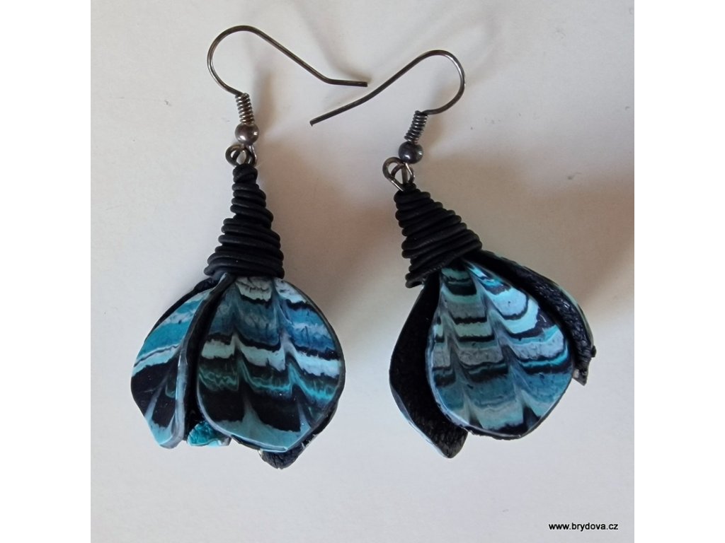 Náušnice modročené lístečky