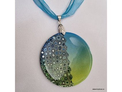 Náhrdelník modozelený Klimt