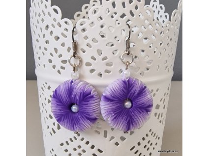 Náušnice kulaté fialové vločky