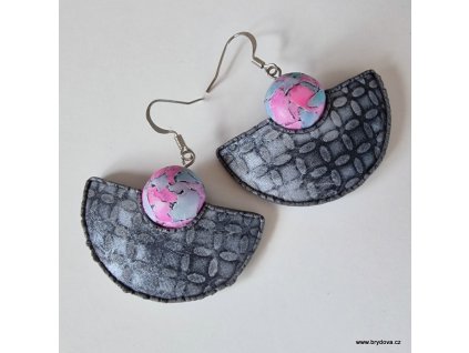 Náušnice šedé půlkruhy s kuličkou