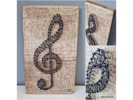 STRING ART obraz Houslový klíč