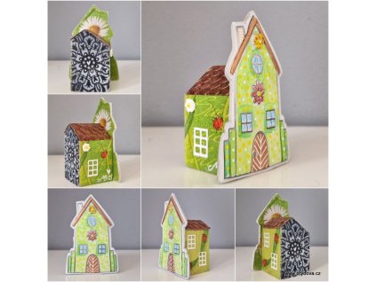 Domeček zelený s kytičkami