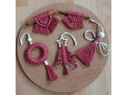 Sada 5 macramé vánočních ozdob 8