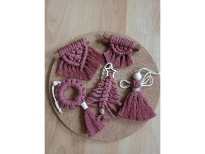 Sada 5 macramé vánočních ozdob
