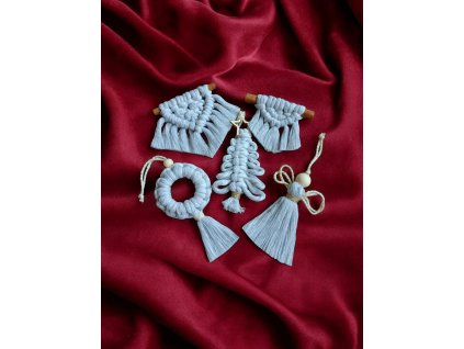 Sada 5 macramé vánočních ozdob 2