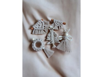 Sada 5 macramé vánočních ozdob 5