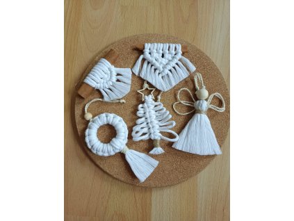 Sada 5 macramé vánočních ozdob 7