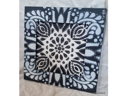 Obraz černobílý mandalový
