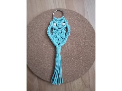 Macramé sovička tyrkysová